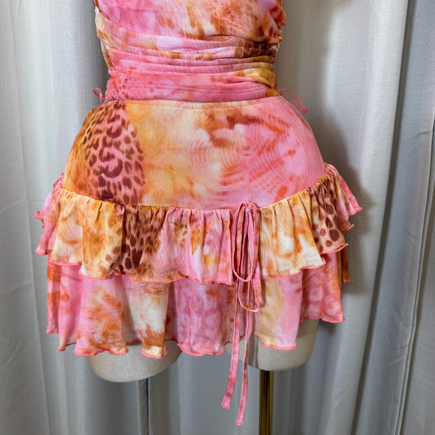 Halter Skirt Flare Set-Pink