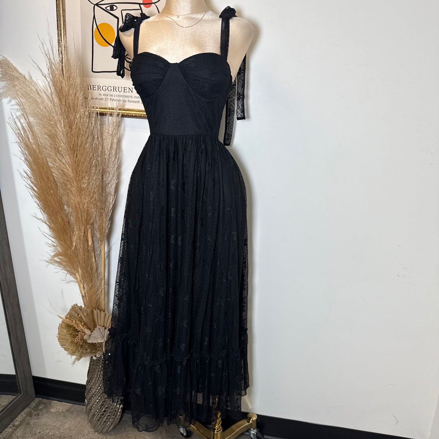 Bow Midi Dress-Black