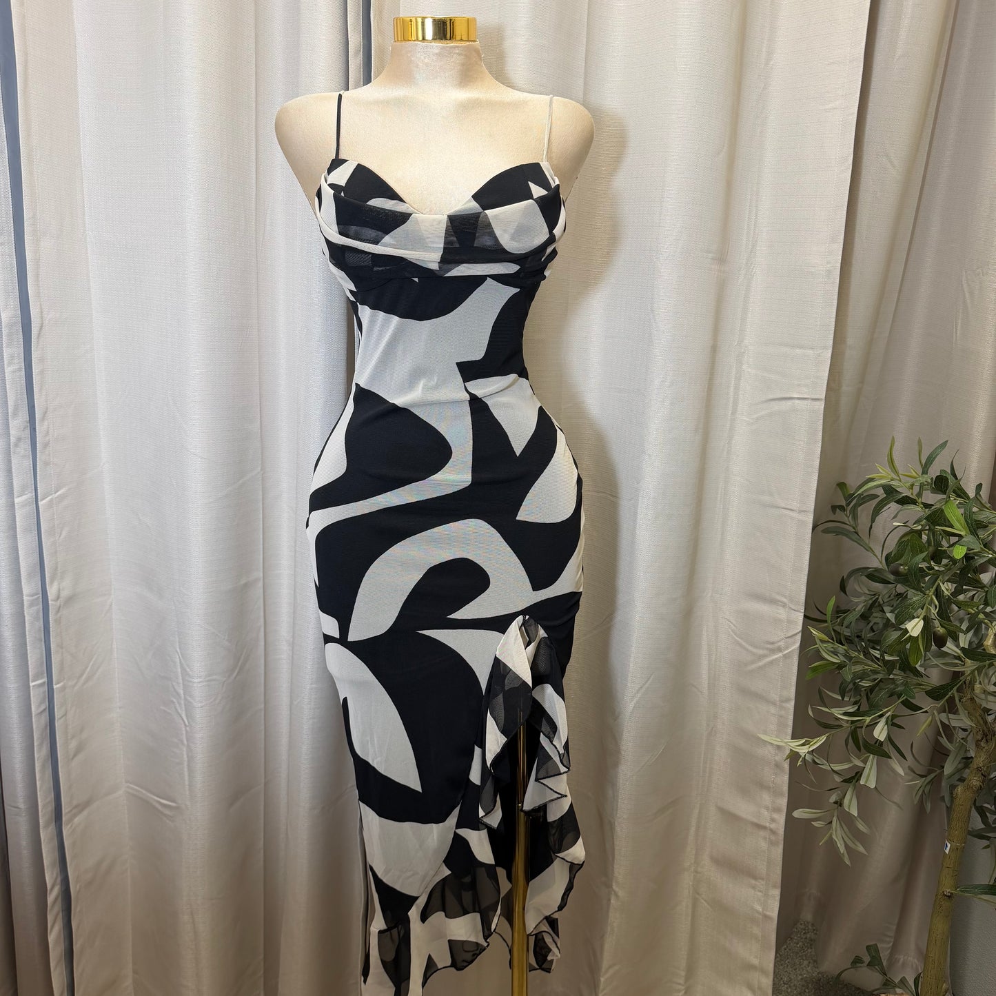 Mismaloya Mesh Dress-White/Black