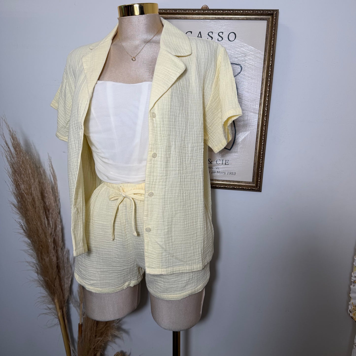 Short sleeve shirt & Short set-Yellow