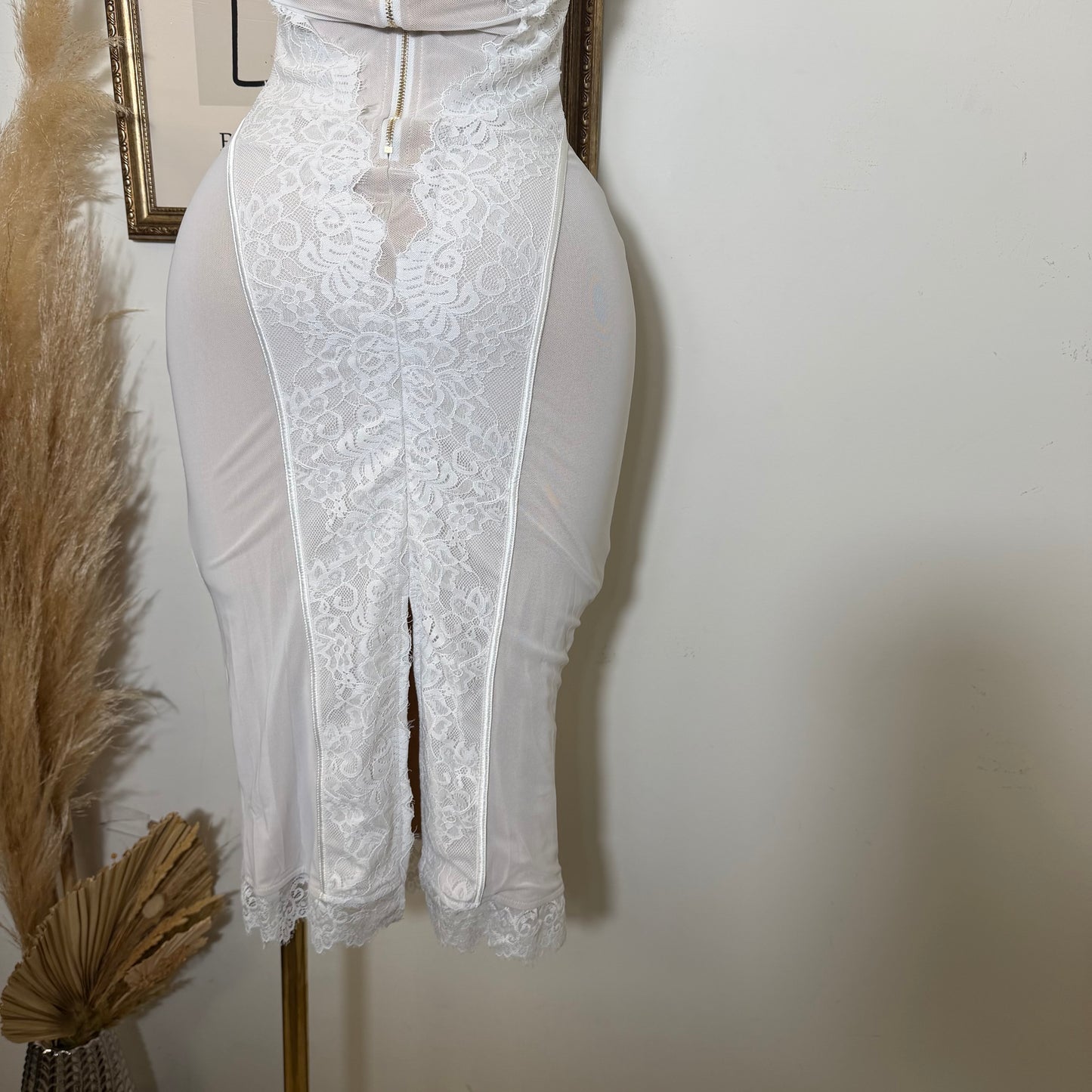 Lace Midi Dress-White