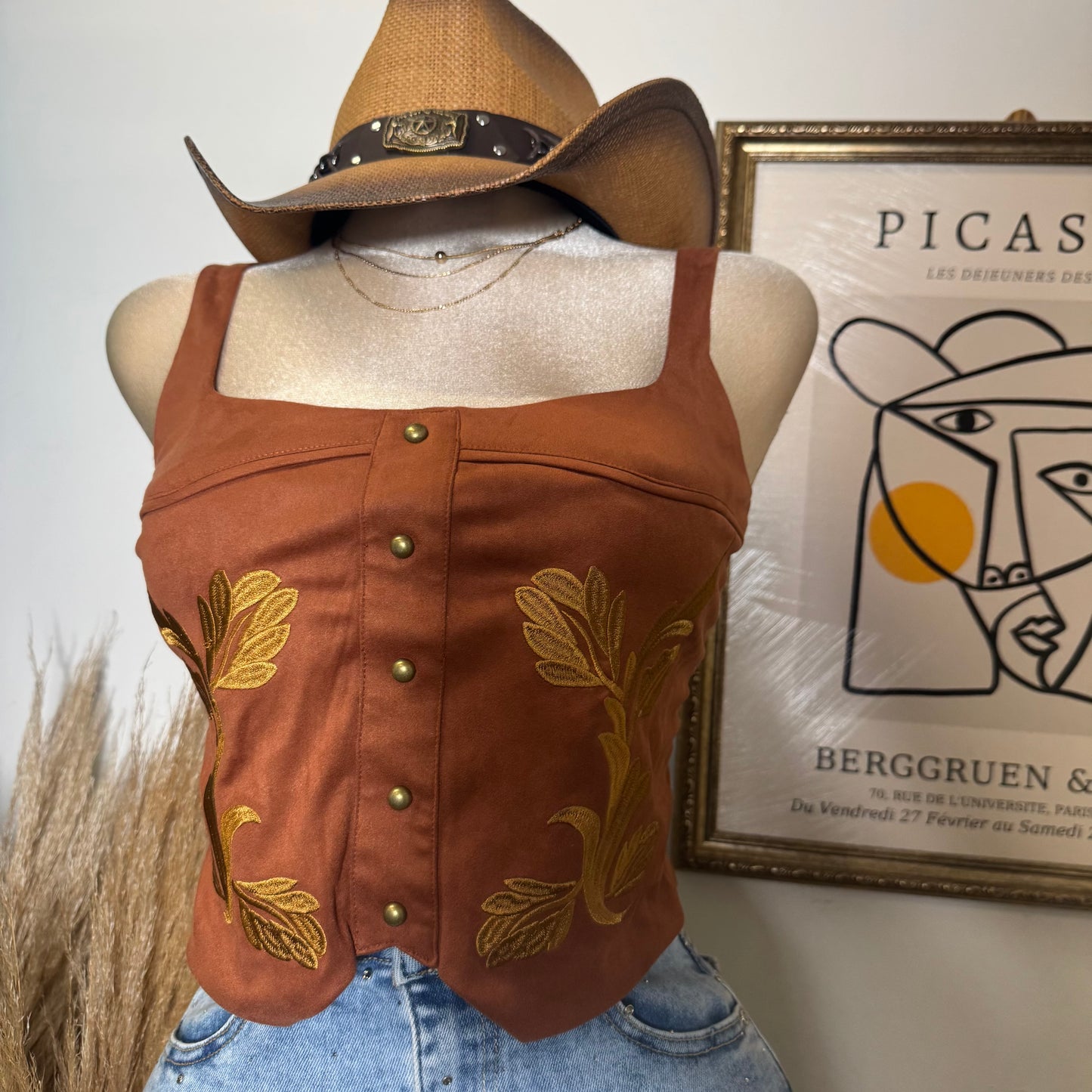 Western corset Top- rust