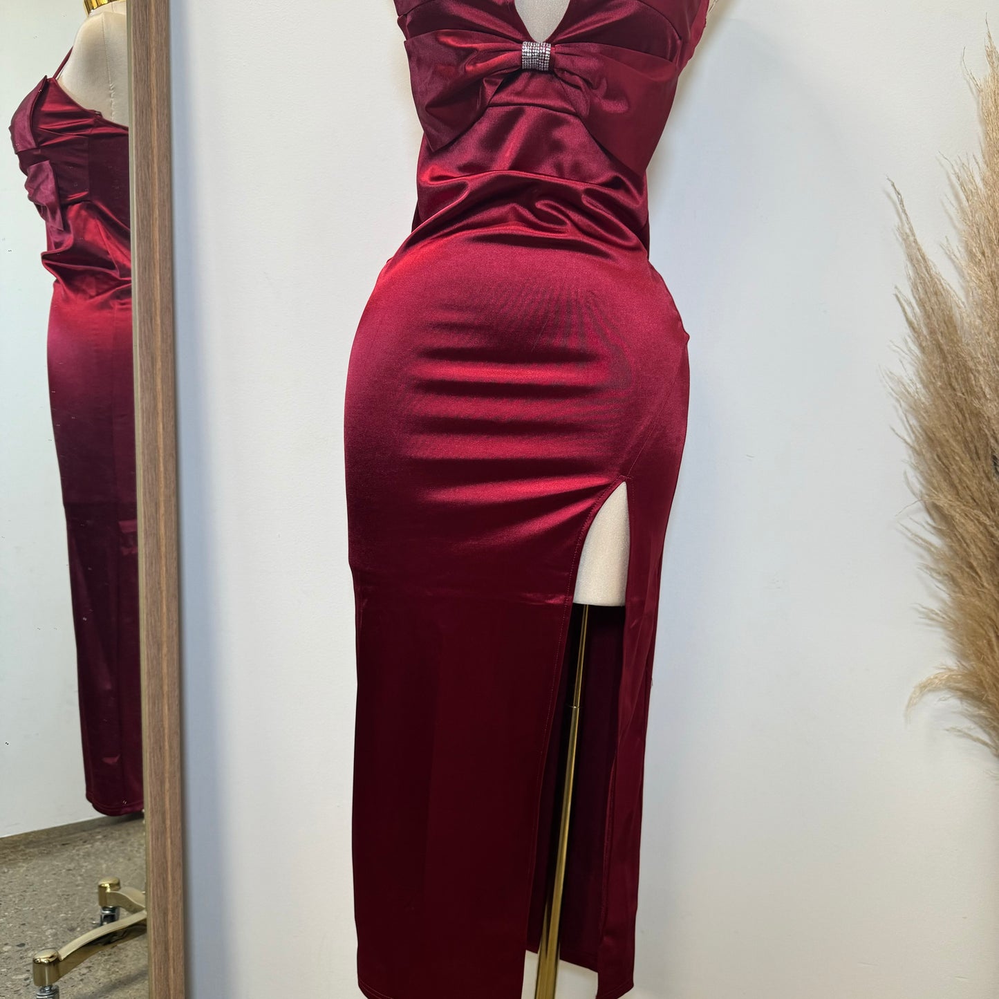 Holiday Satin Dress-Ruby
