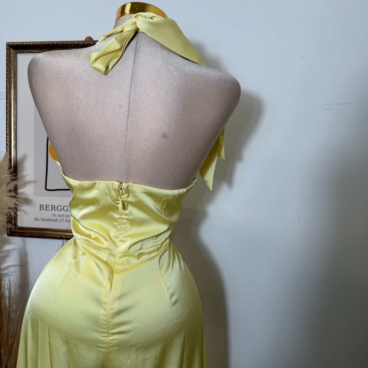 Cowl Halter Neck Wide Leg Jumpsuit-Baby Yellow