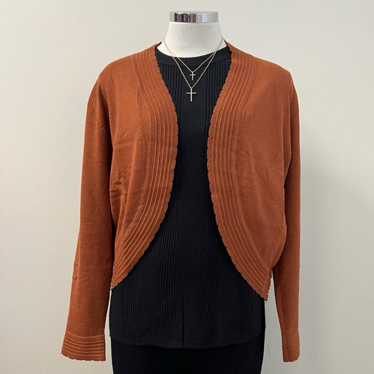 Jocelyn Open Front Shrug Knit Bolero Cárdigan -Rust