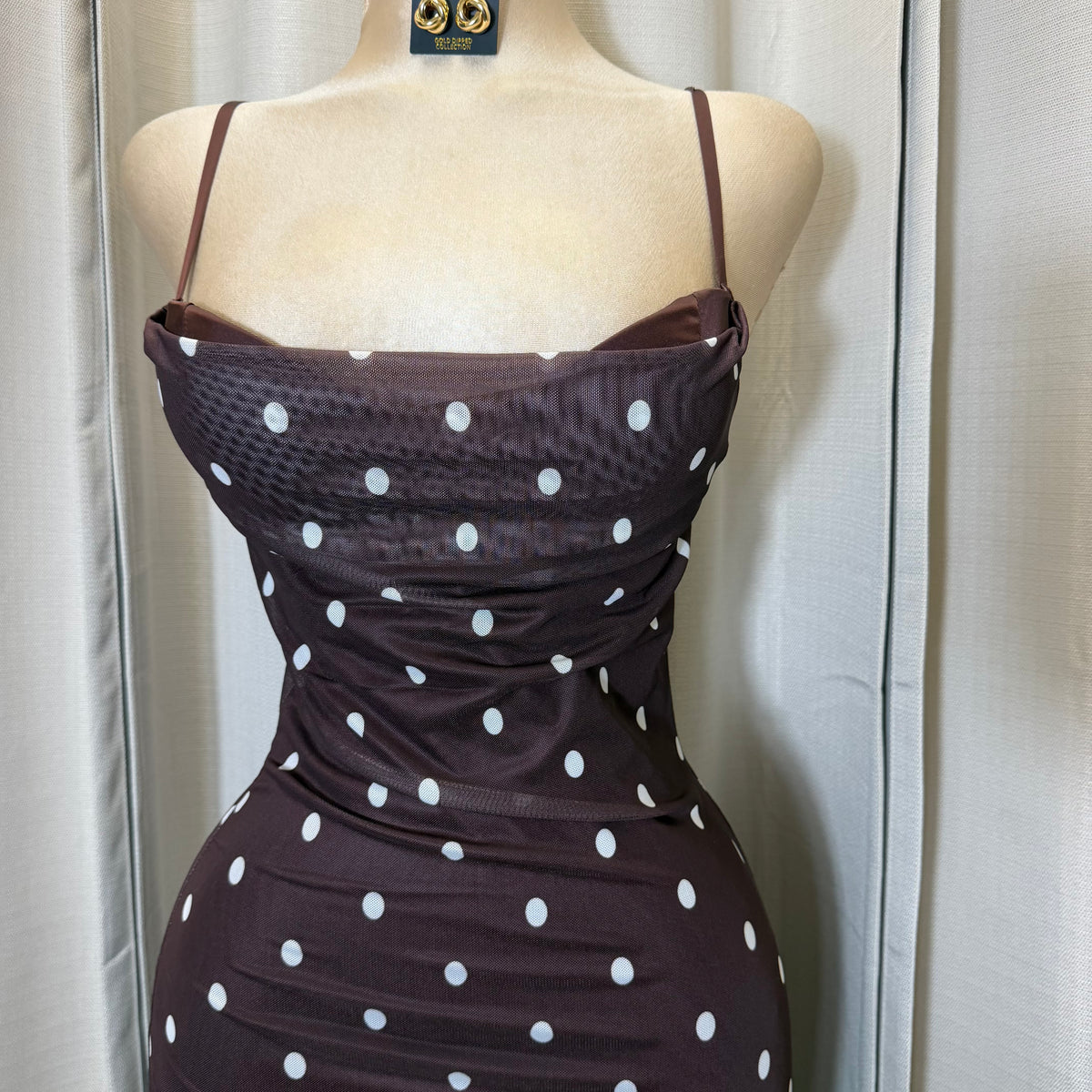 Mismaloya Polka Dot Dress-Brown/Cream