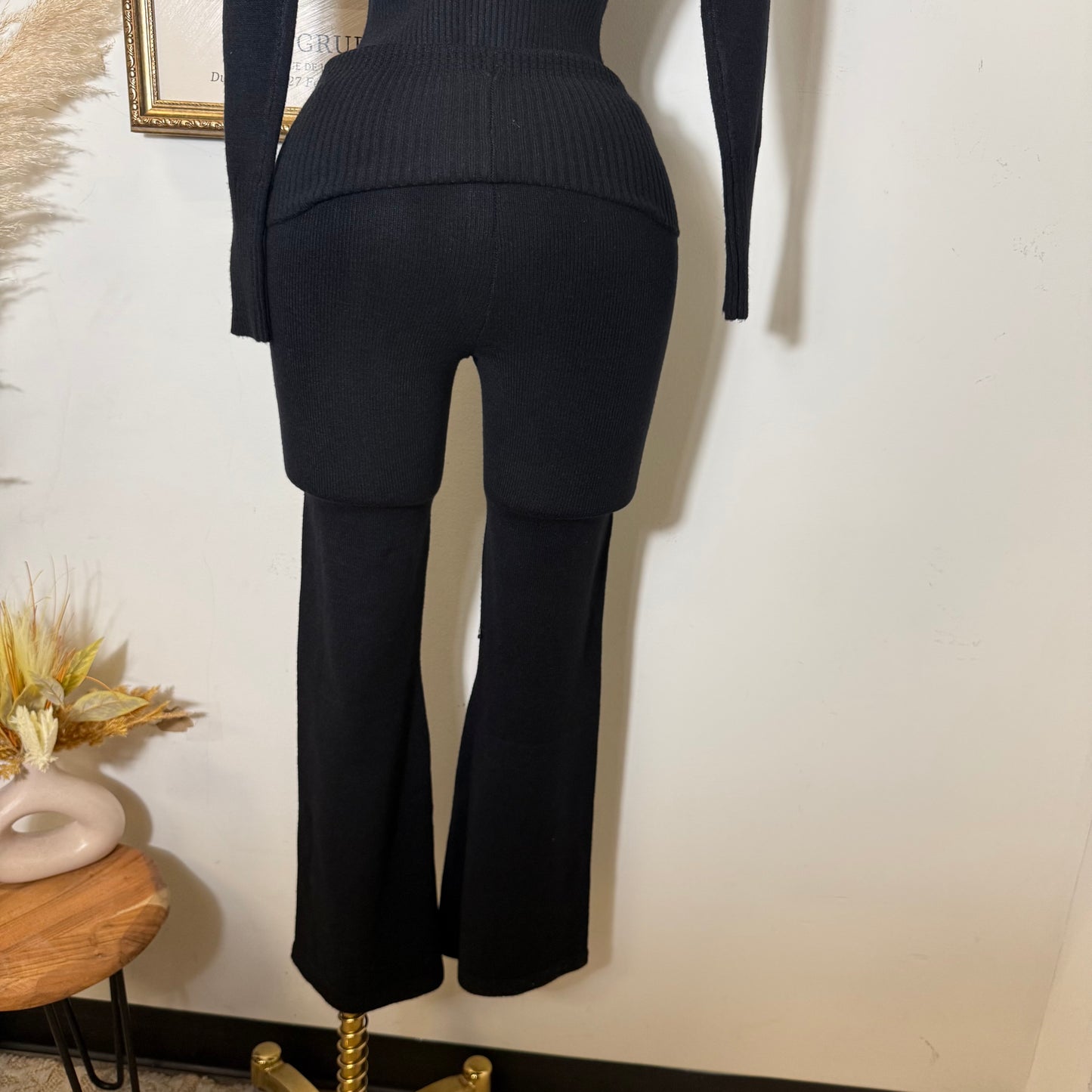 Y2K knitted Pant Set-Black