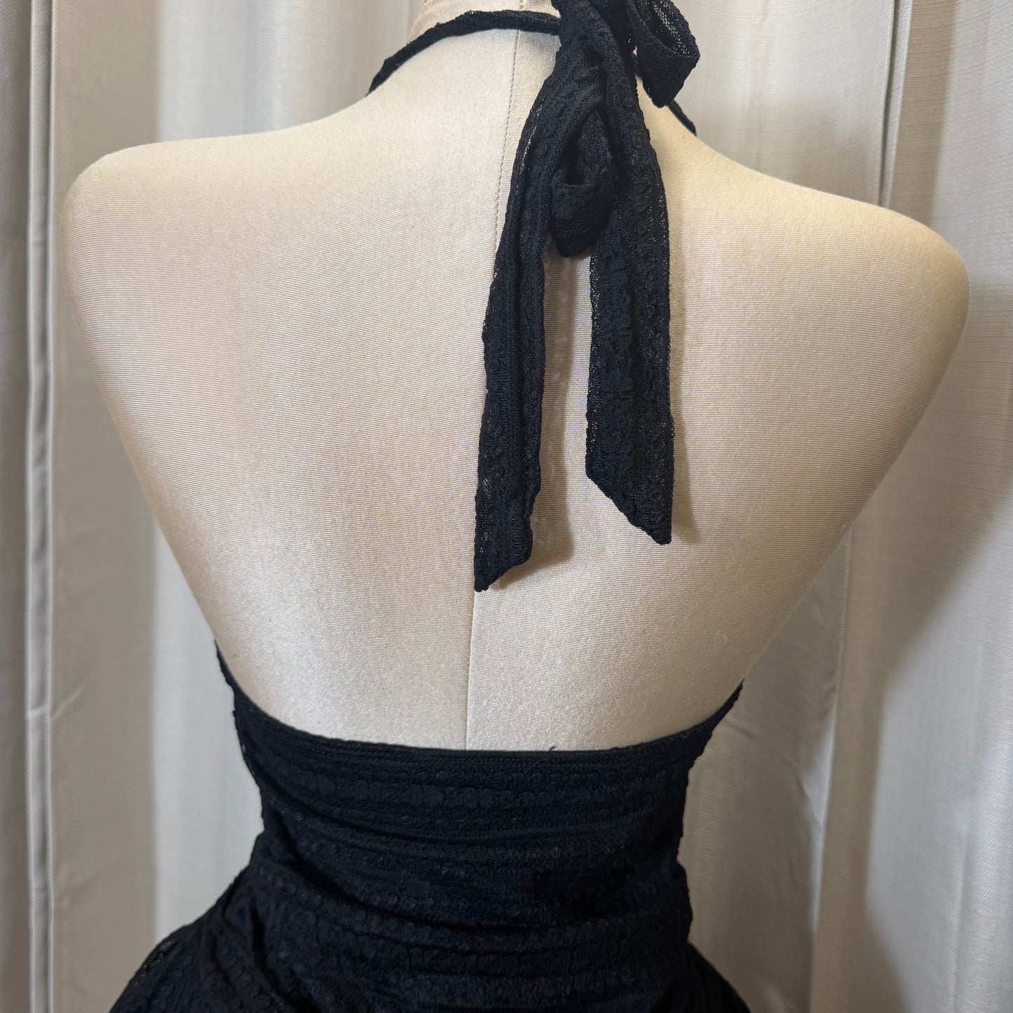 Halter Lace Dress-Black