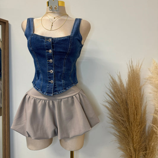 Denim Button up Top-Denim