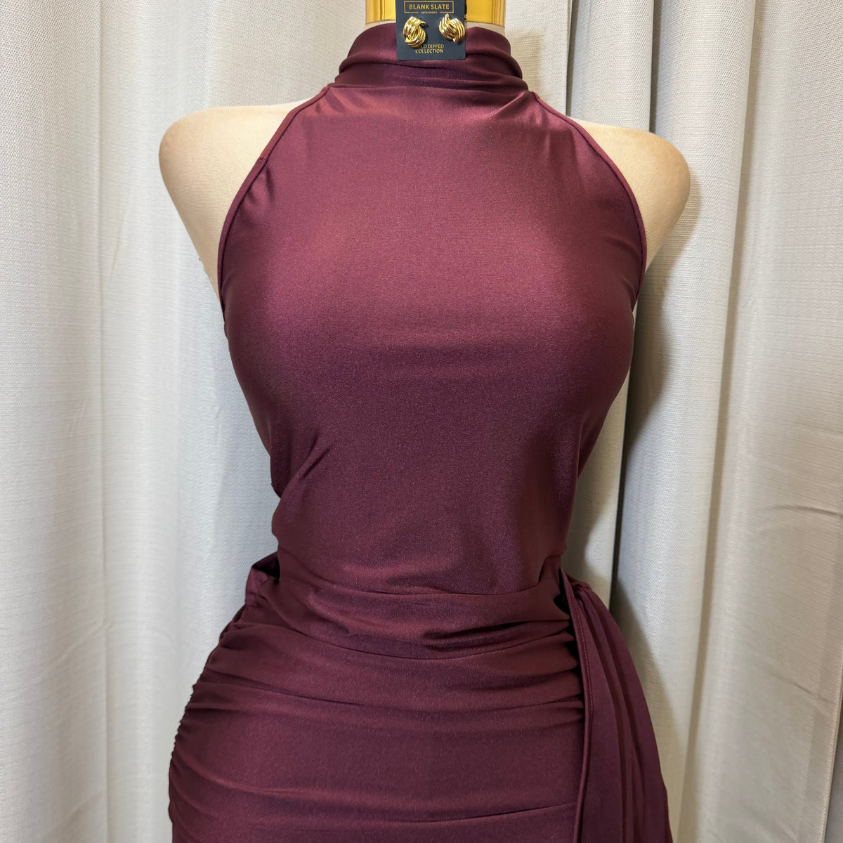 Mock Neck Capri Jumpsuit-Burgundy