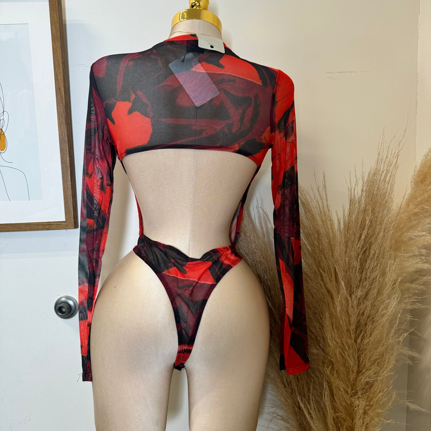 Open Back Bodysuit-Burgundy