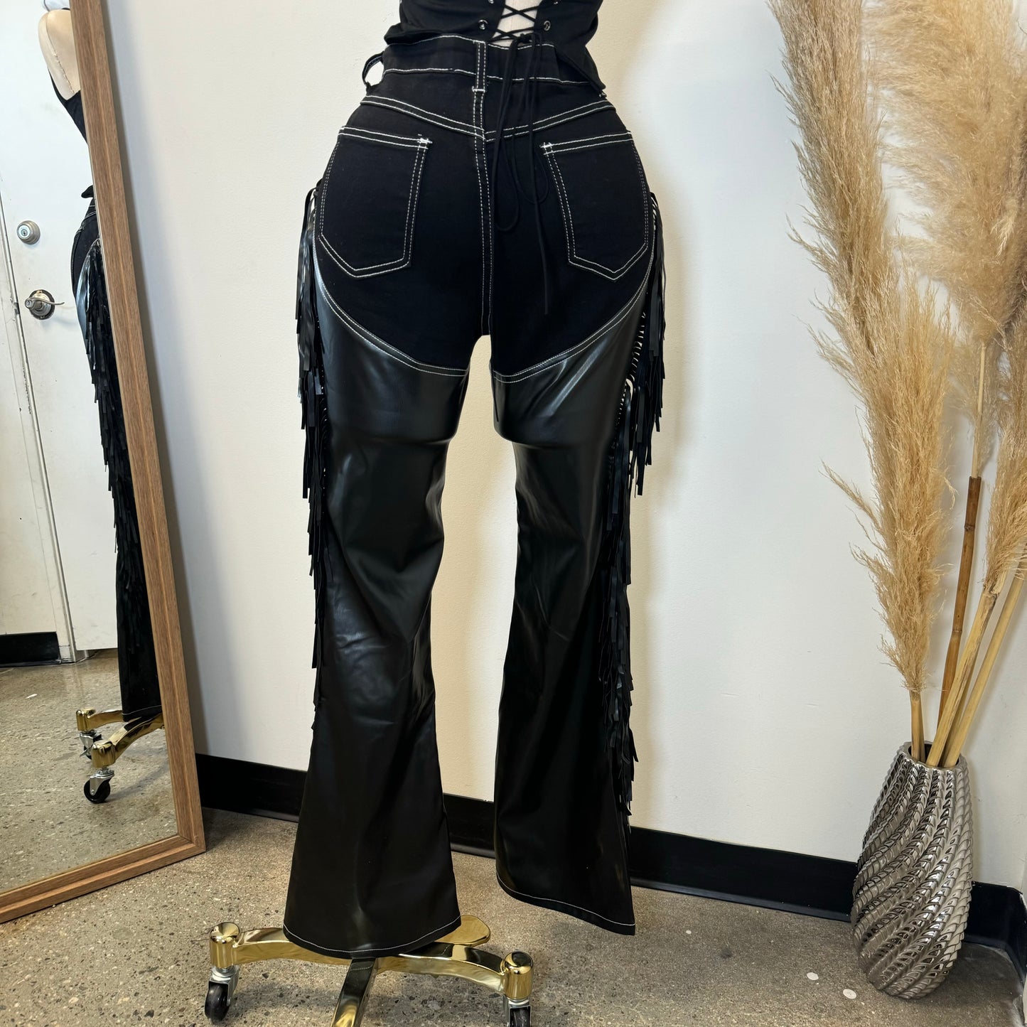 Chaps Fringe Pants -Black