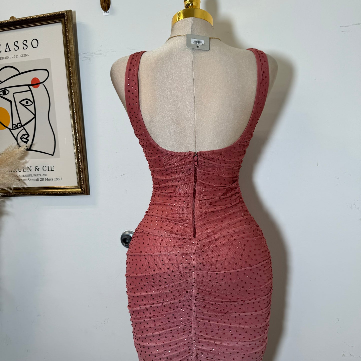 Xia Rhinestone Dress-Hombre Color Pink