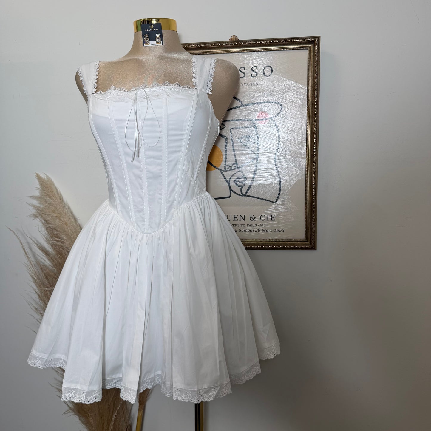 Poplin Strap Mini Dress-Off White