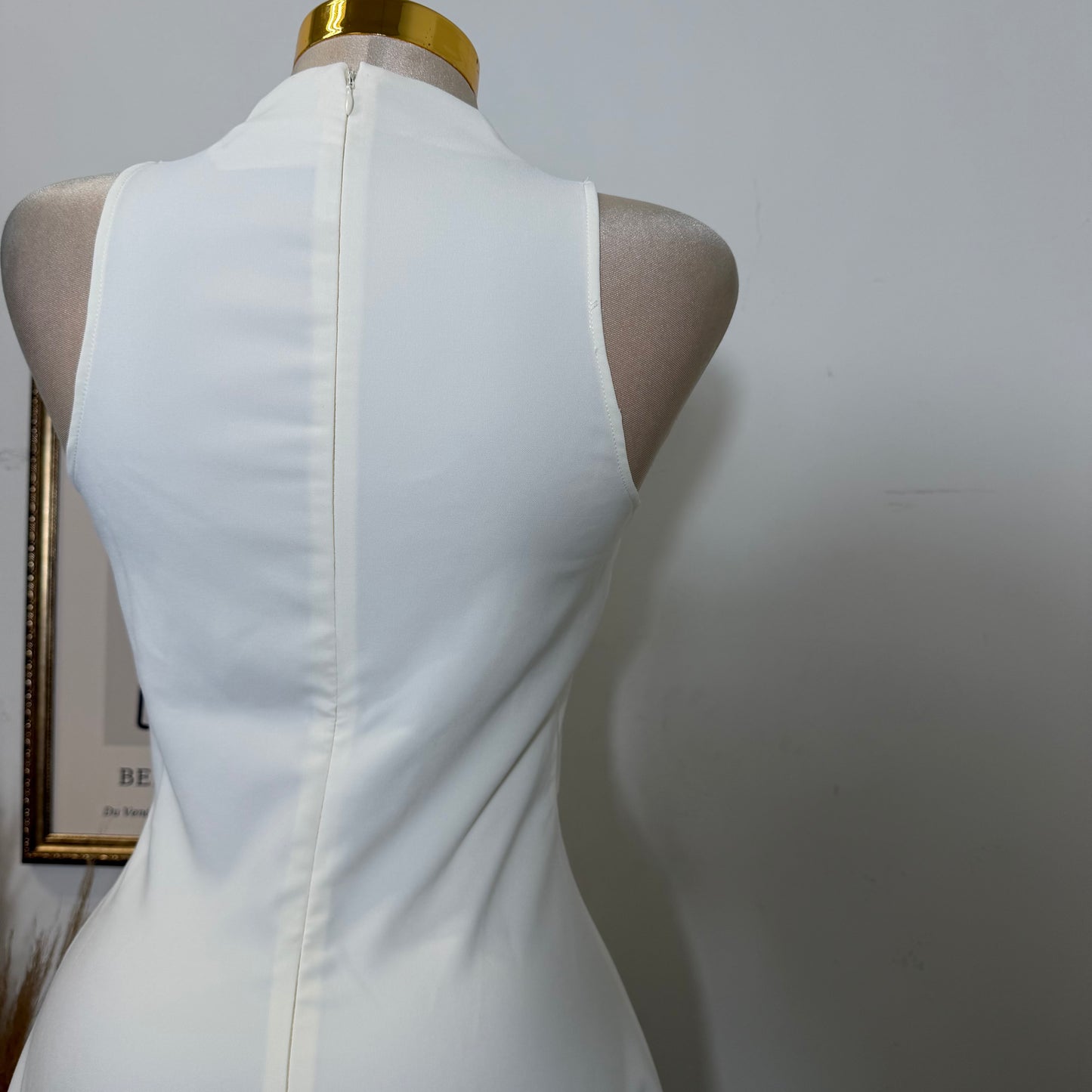 Solid a Line Mini Dress-Off white