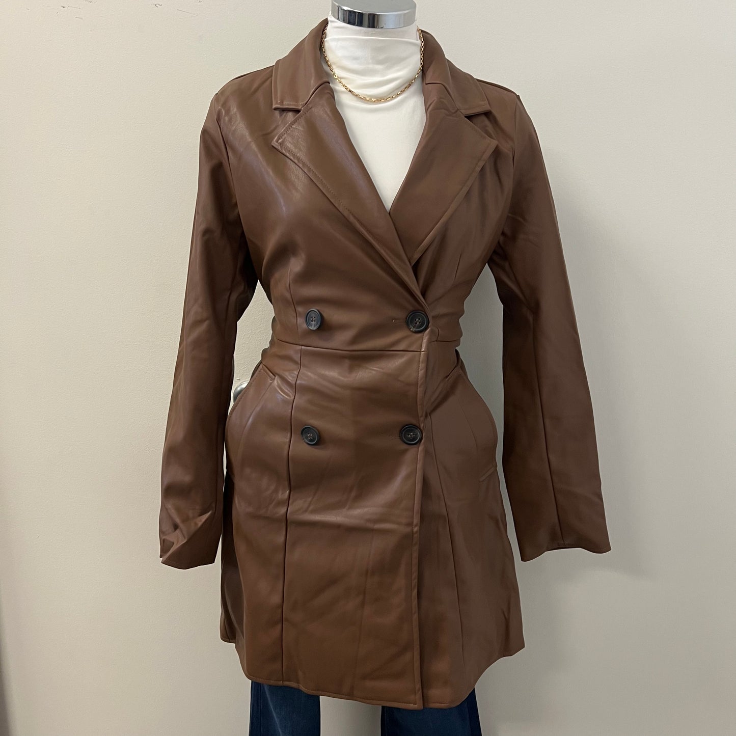 Zamari Leather Coat -Brown