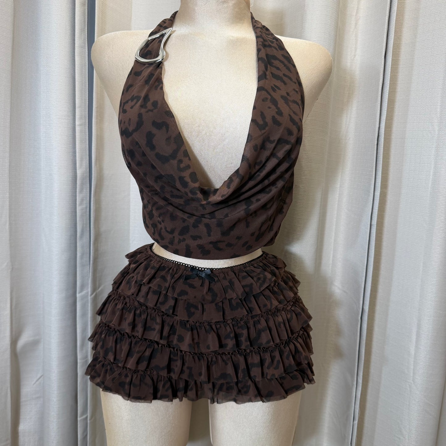 Halter Top And Short Set-Leopard