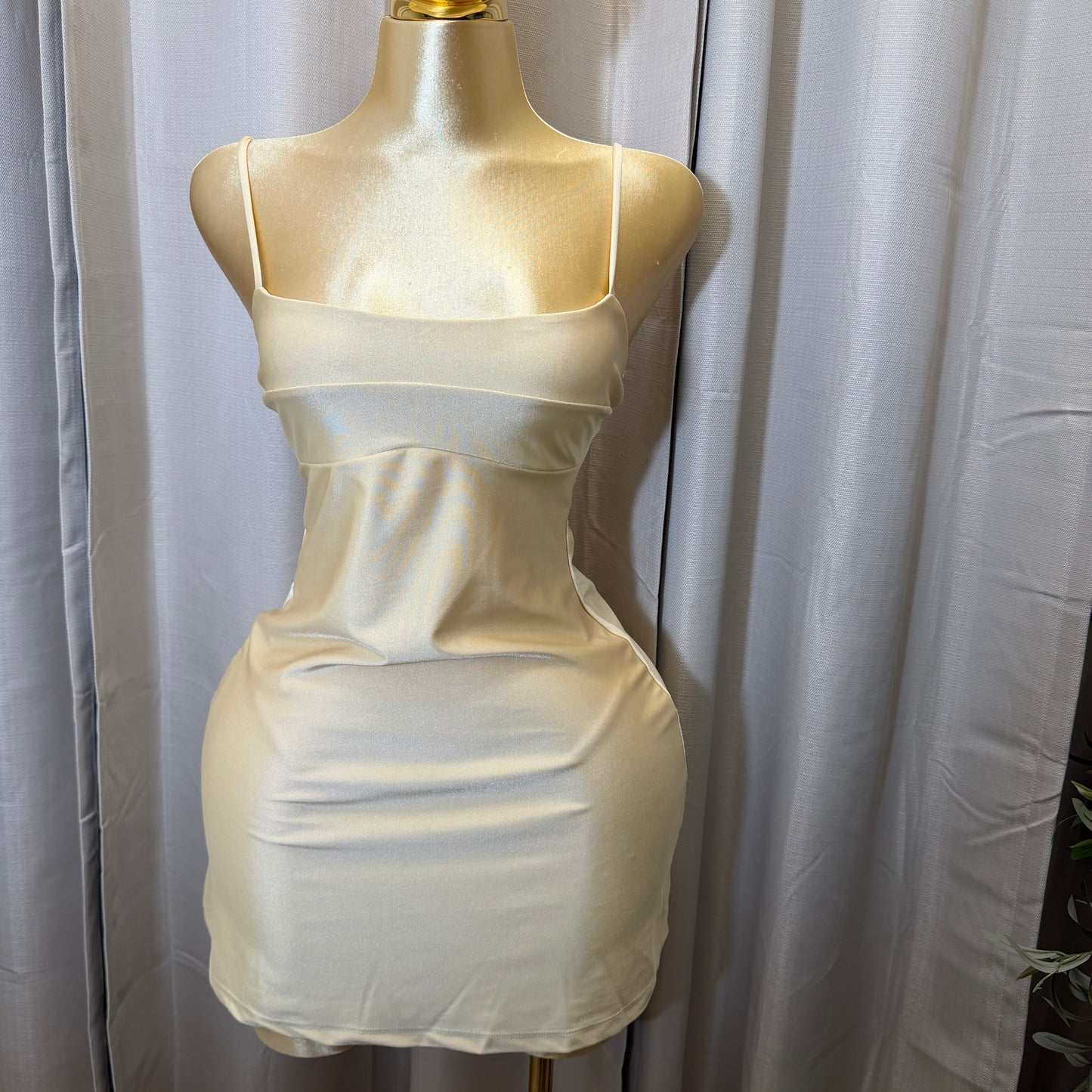 Knit Shakira Spaghetti Straps dress-Butter Cream