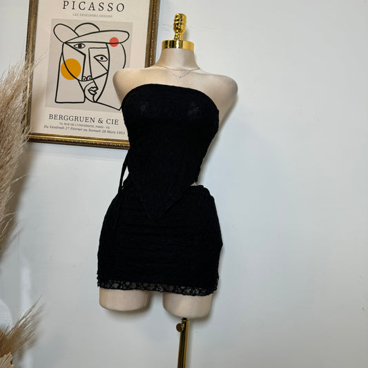 Lace Skirt Set-Black