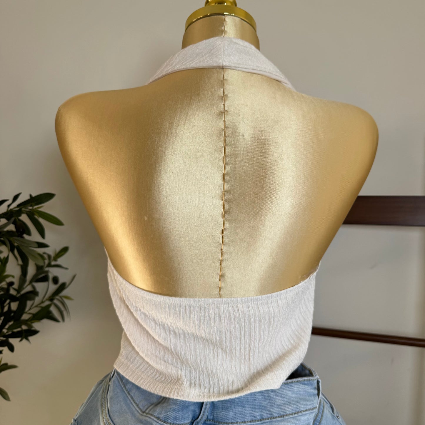 Cowl Crop Top PL-White