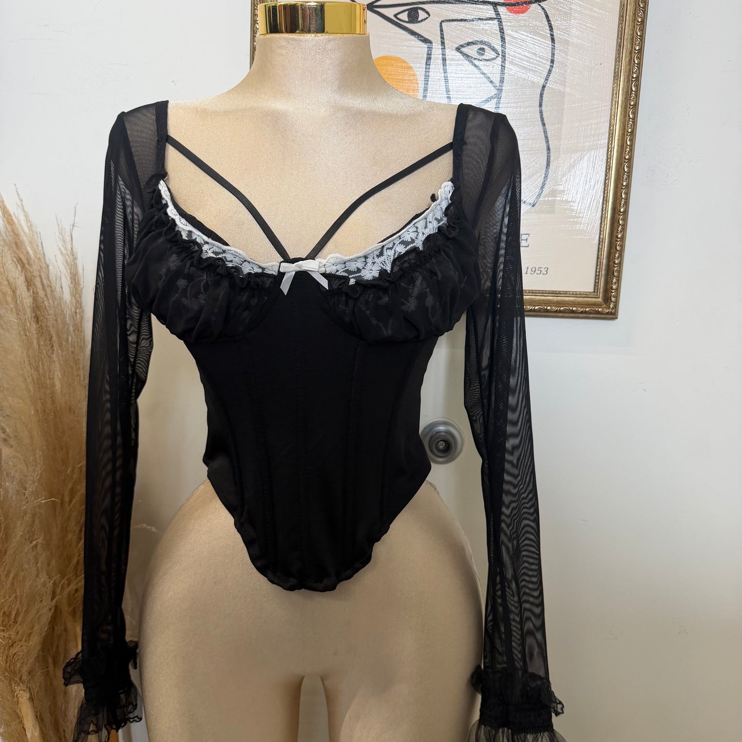 Long Sleeve Corset-Black