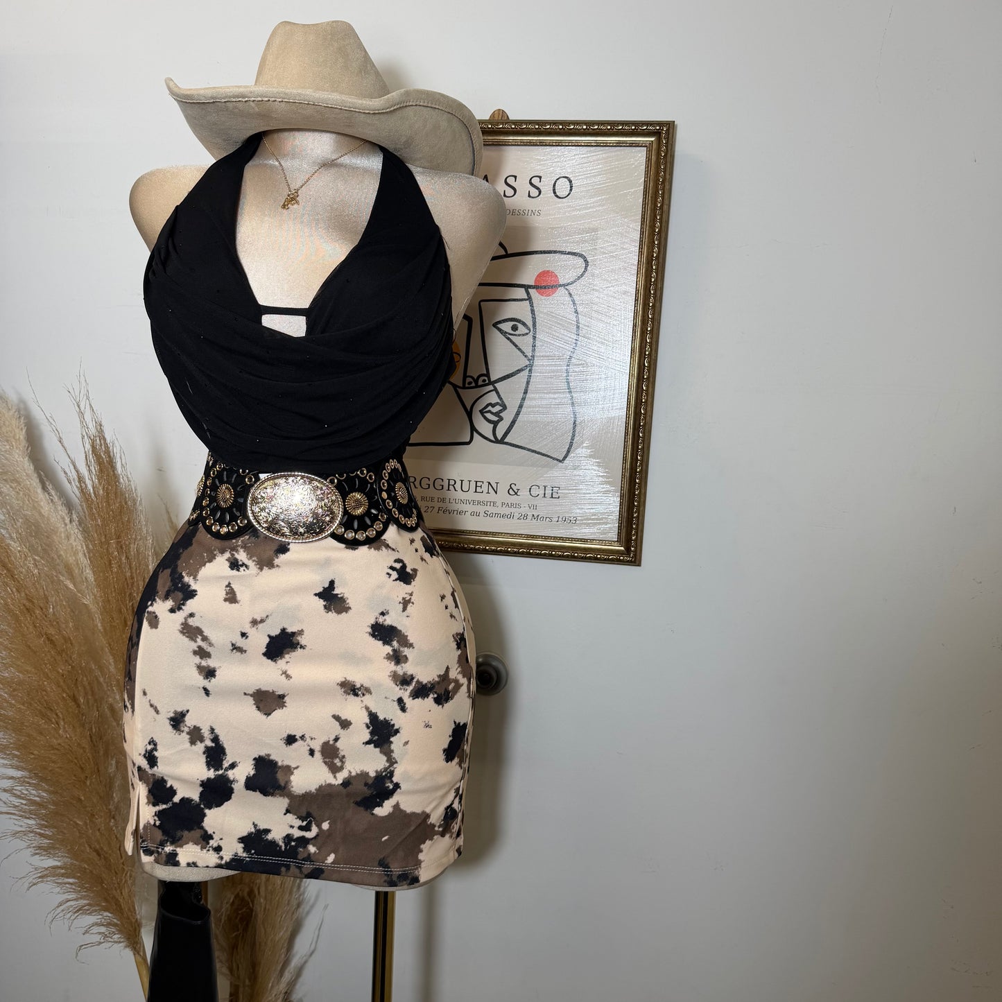 Brown Cow Print Skort -brown