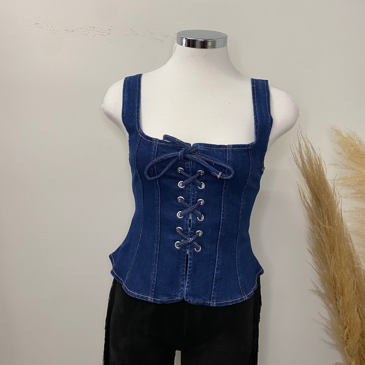 Glora Crop Top-Denim