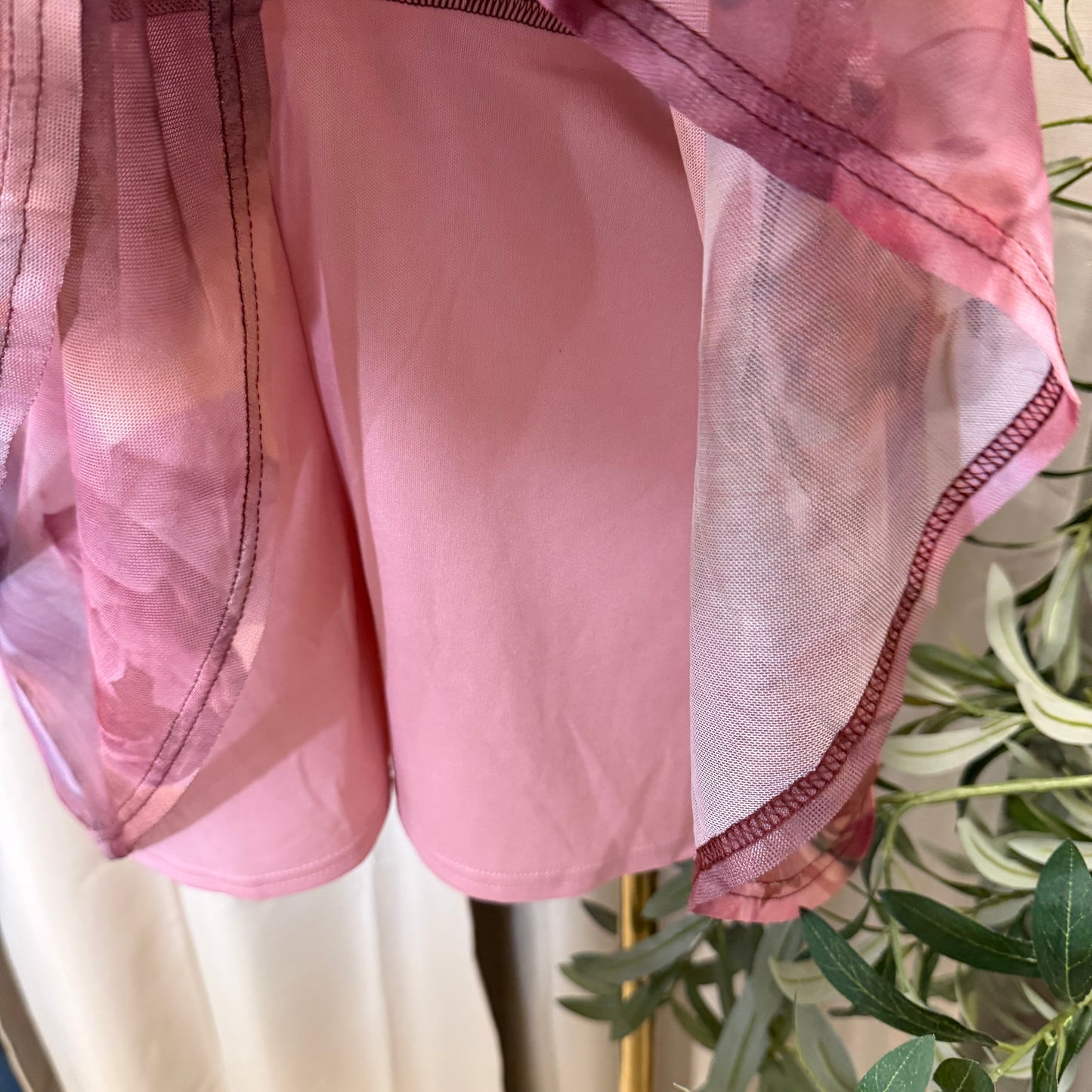 PL-Ruffle Print Flower Romper-Pink