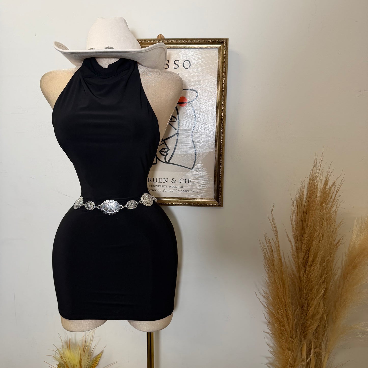 Sleeveless Halter Cowl Neckline Mini Dress-Black