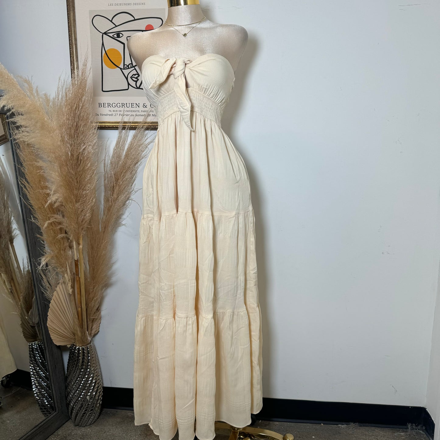 Strapless Maxi Dress-Baby Yellow