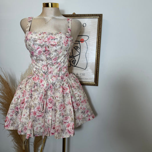Poplin Corset Dress-Pink