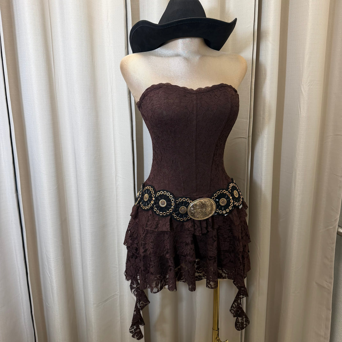 Corset Lace detail Romper-Brown