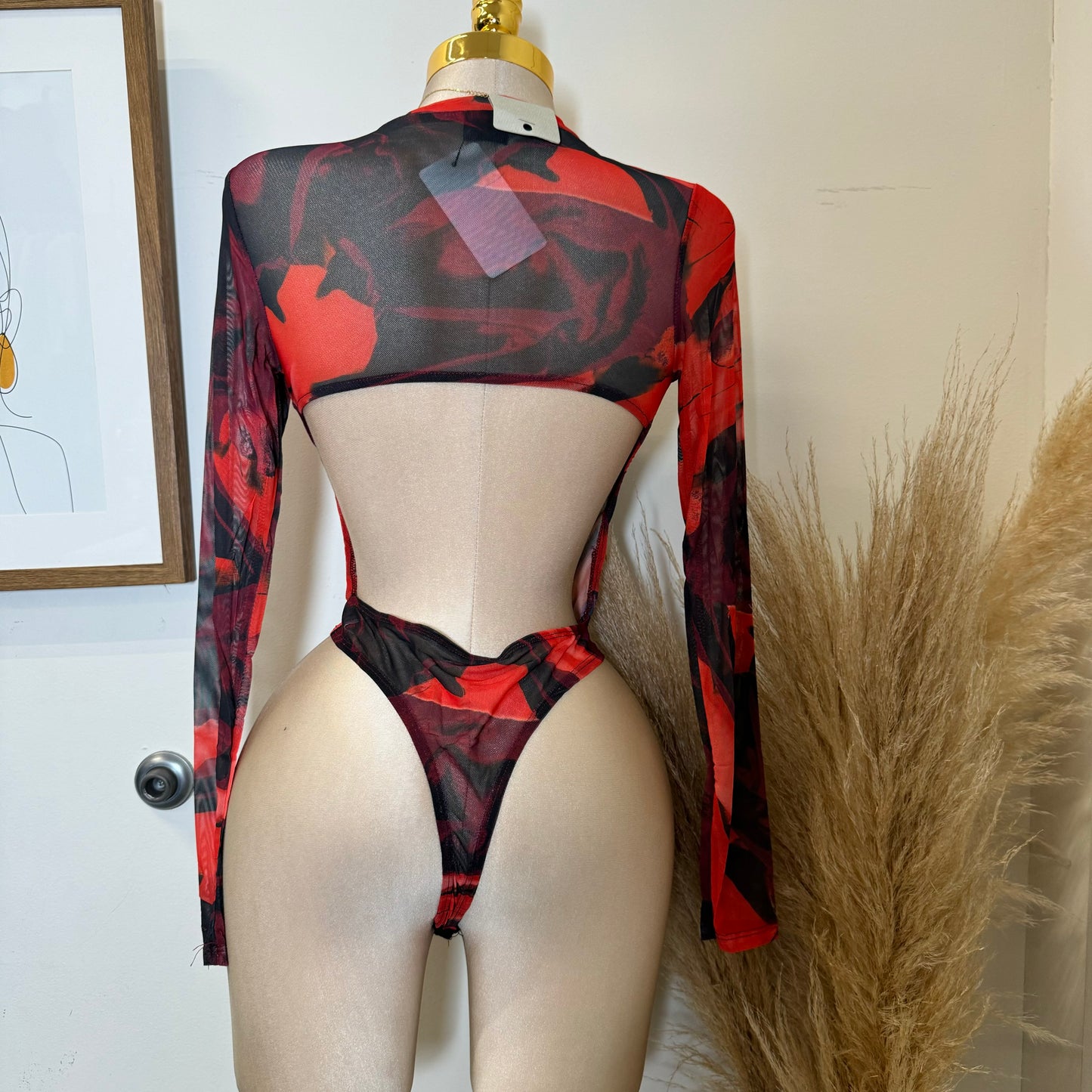 Open Back Bodysuit-Burgundy