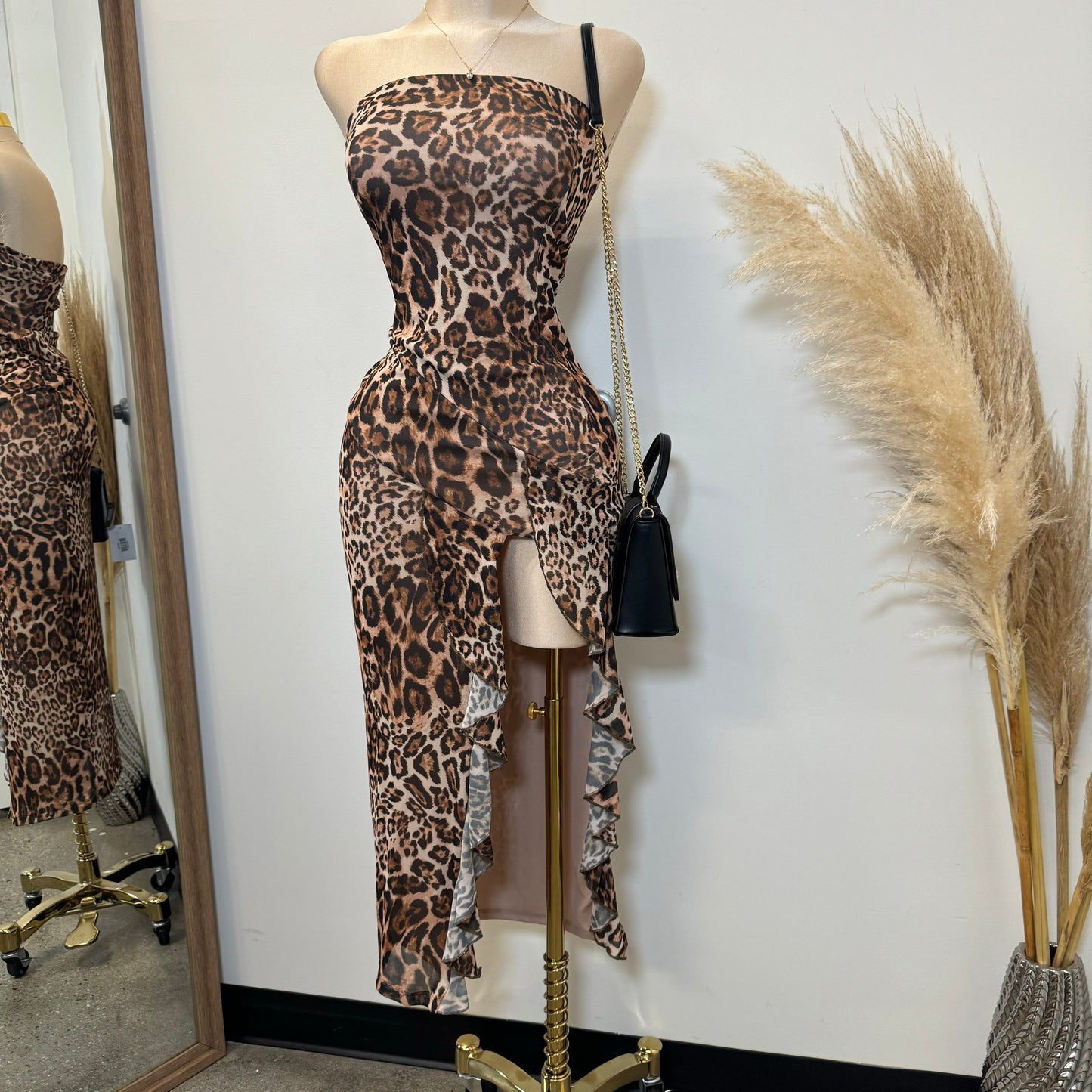 Libra Mesh Dress-Leopard