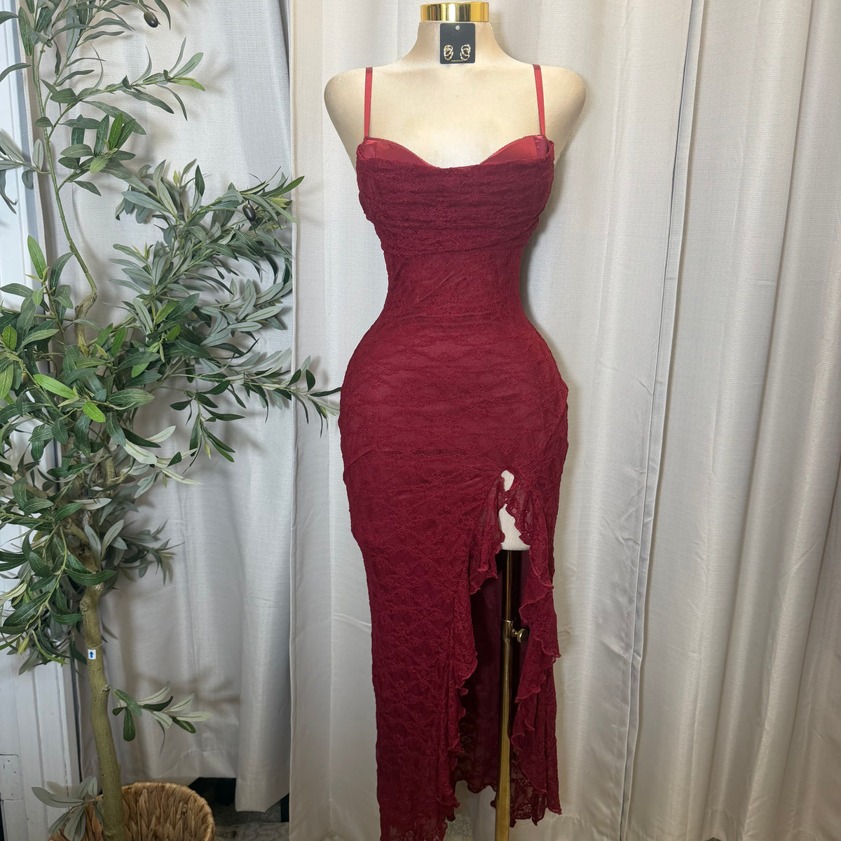 Mismaloya Dress-Lace Burgundy
