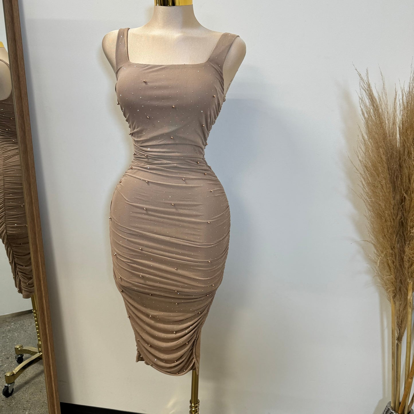 Luz Mesh Dress-Nude