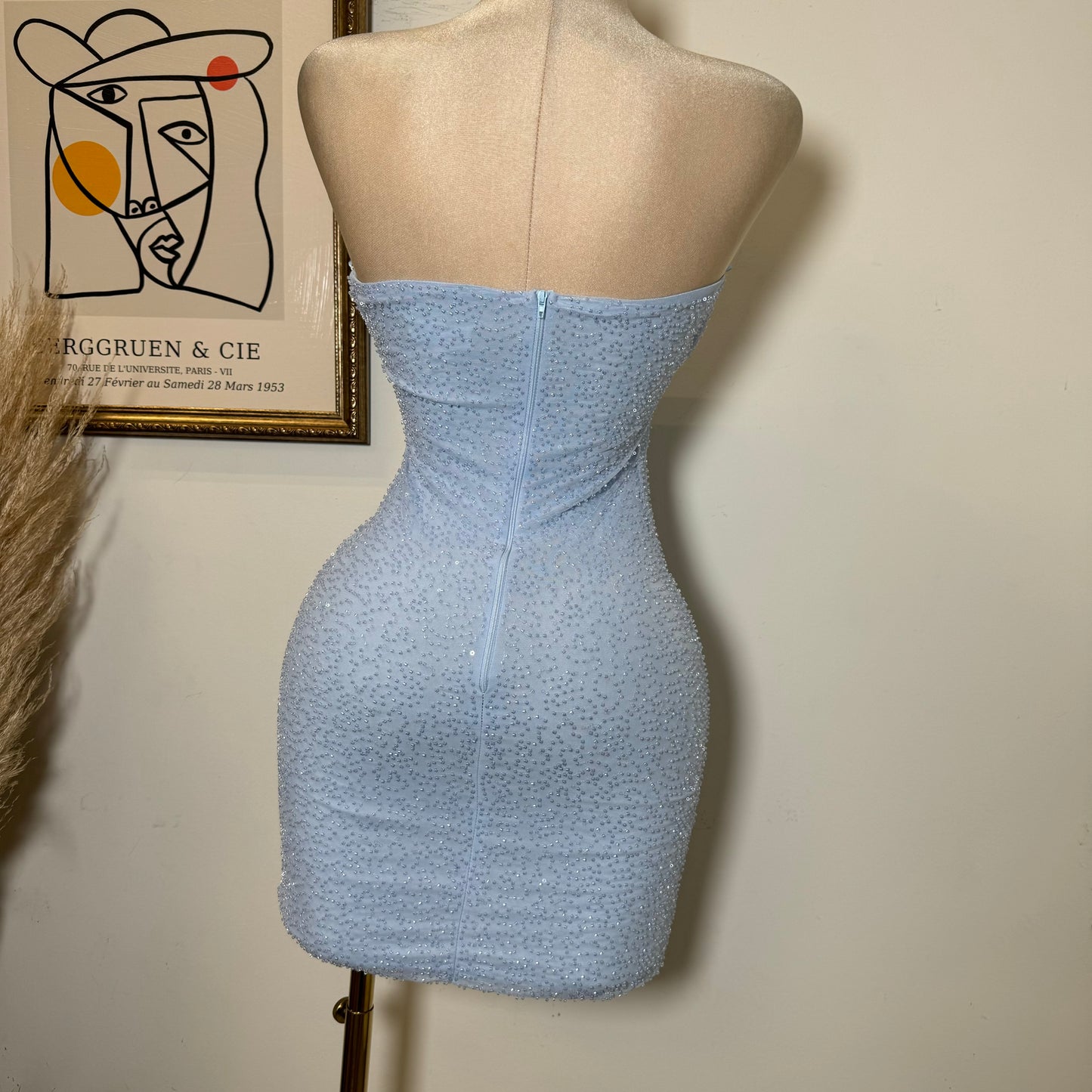 Sparkle Strapless Dress-Baby Blue
