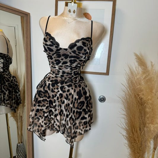 Sexy Animal Mini Dress-Leopard