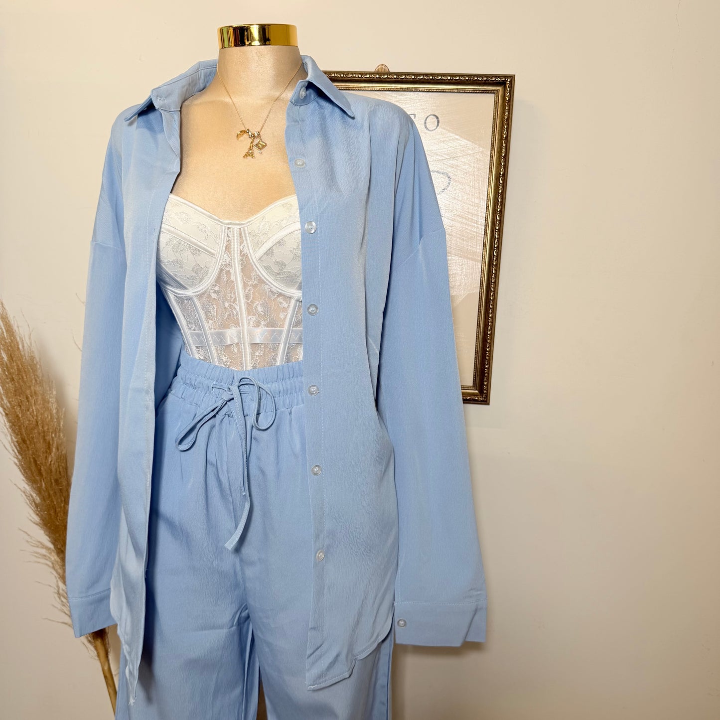 Long Sleeve Pant Set-Baby Blue