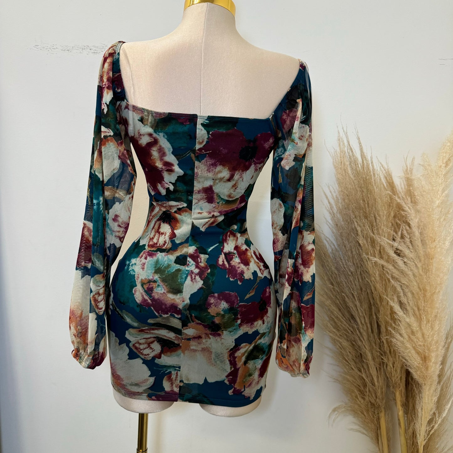 Samaria Mesh Dress-Teal