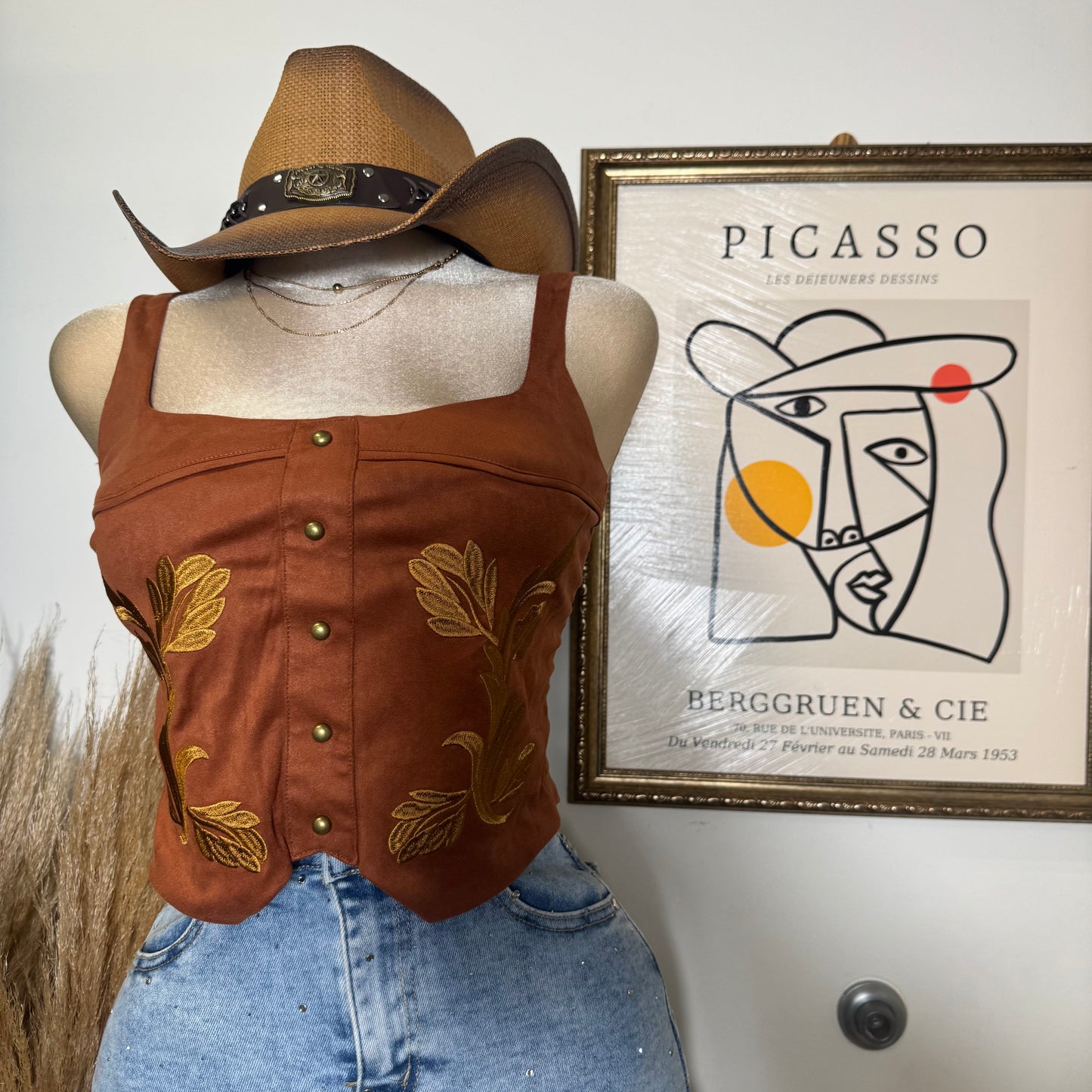 Western corset Top- rust