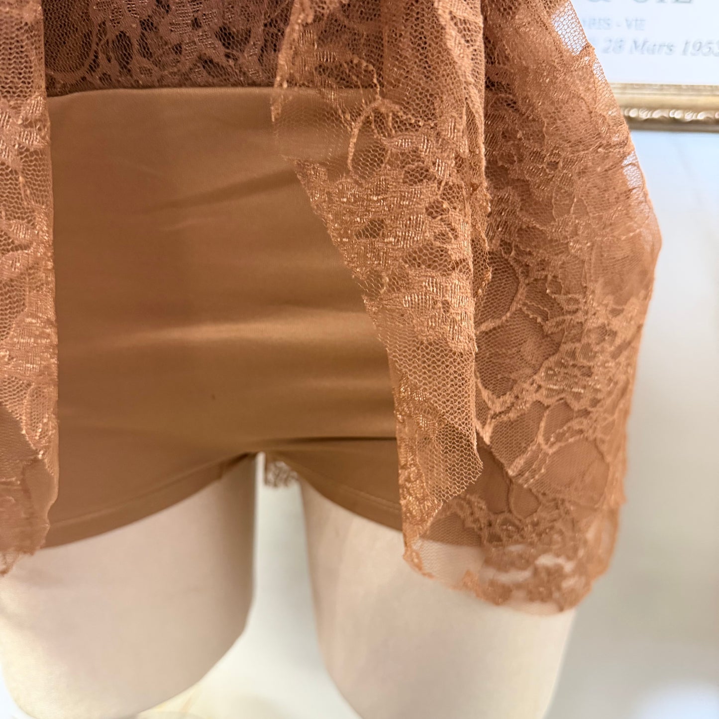 Halter lace Mini Dress-Caramel