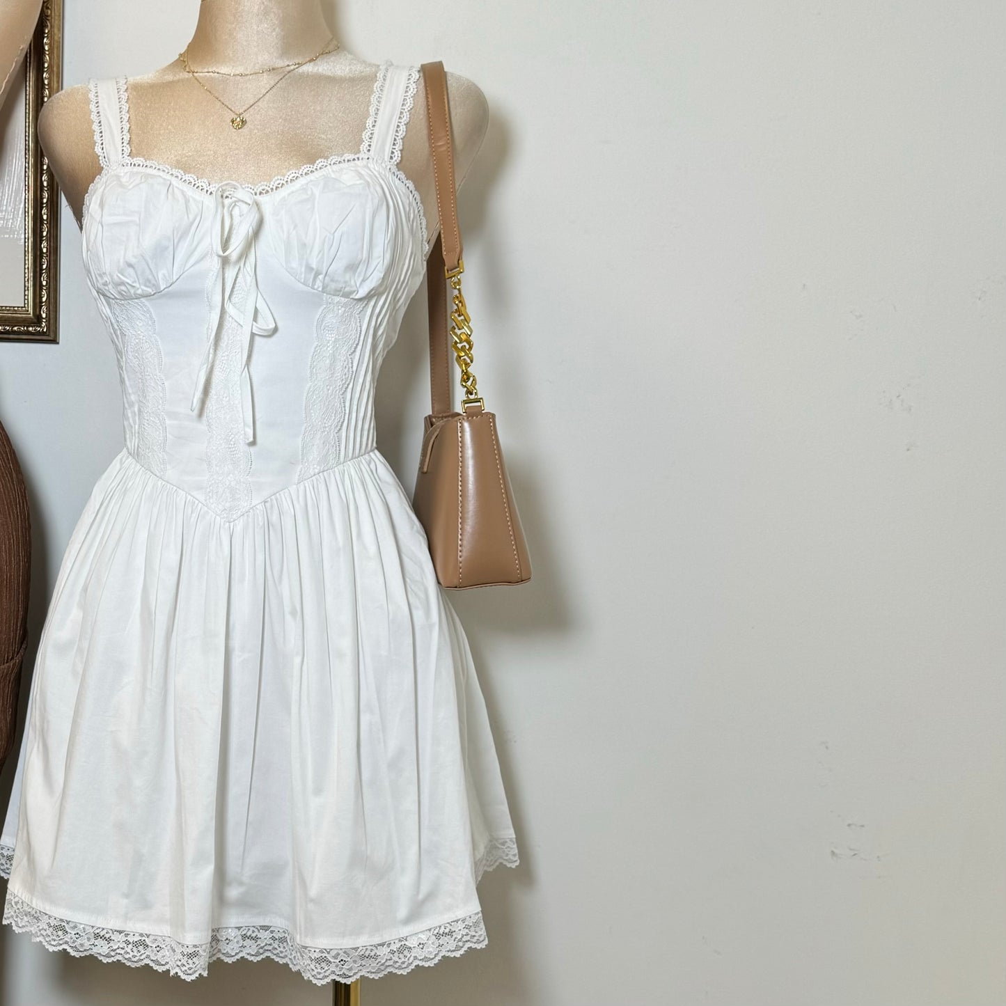 Picnic Corset Mini Dress-White