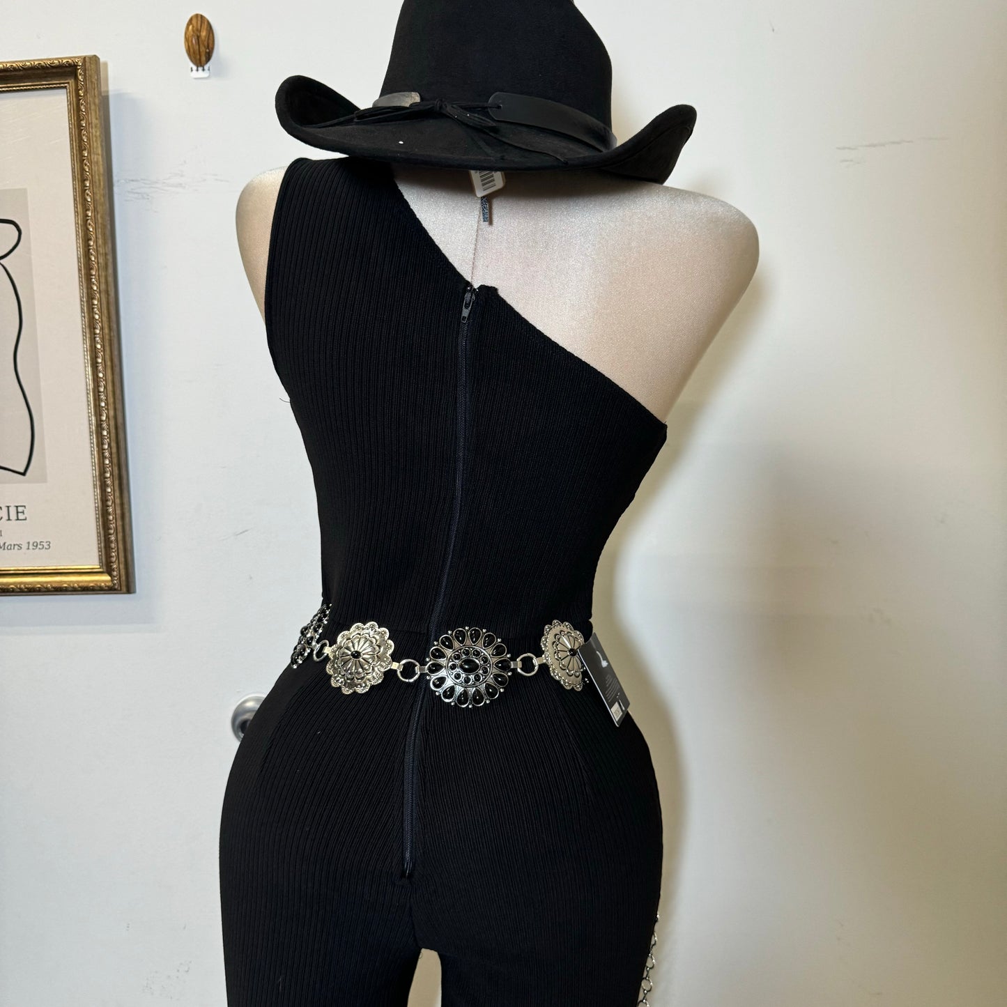 Rib One Shoulder Jumpsuit-Black