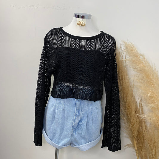 Lizath Crop Top-Black