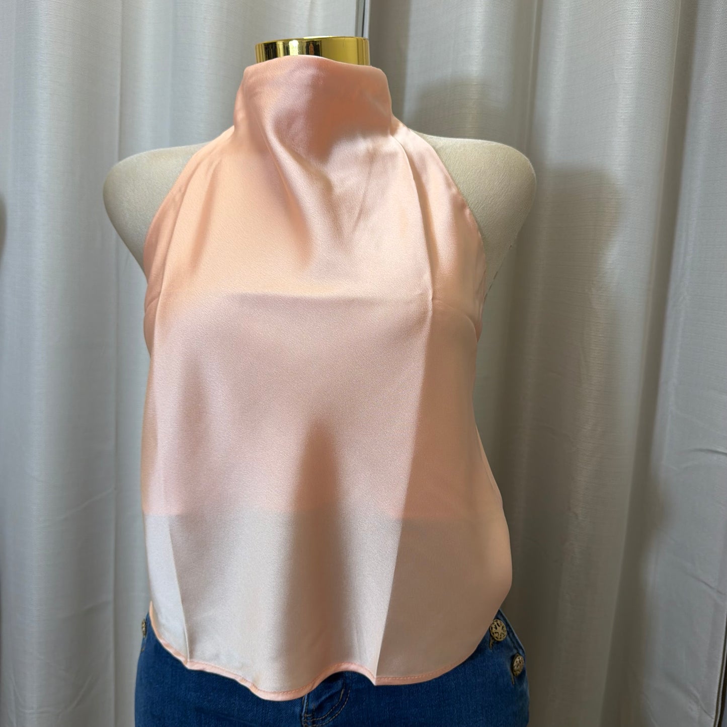 Satin Halter Top-Salmon