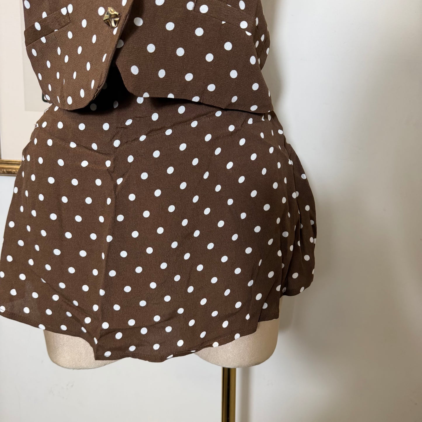 Polka Dot Halter skort Set-Mocha