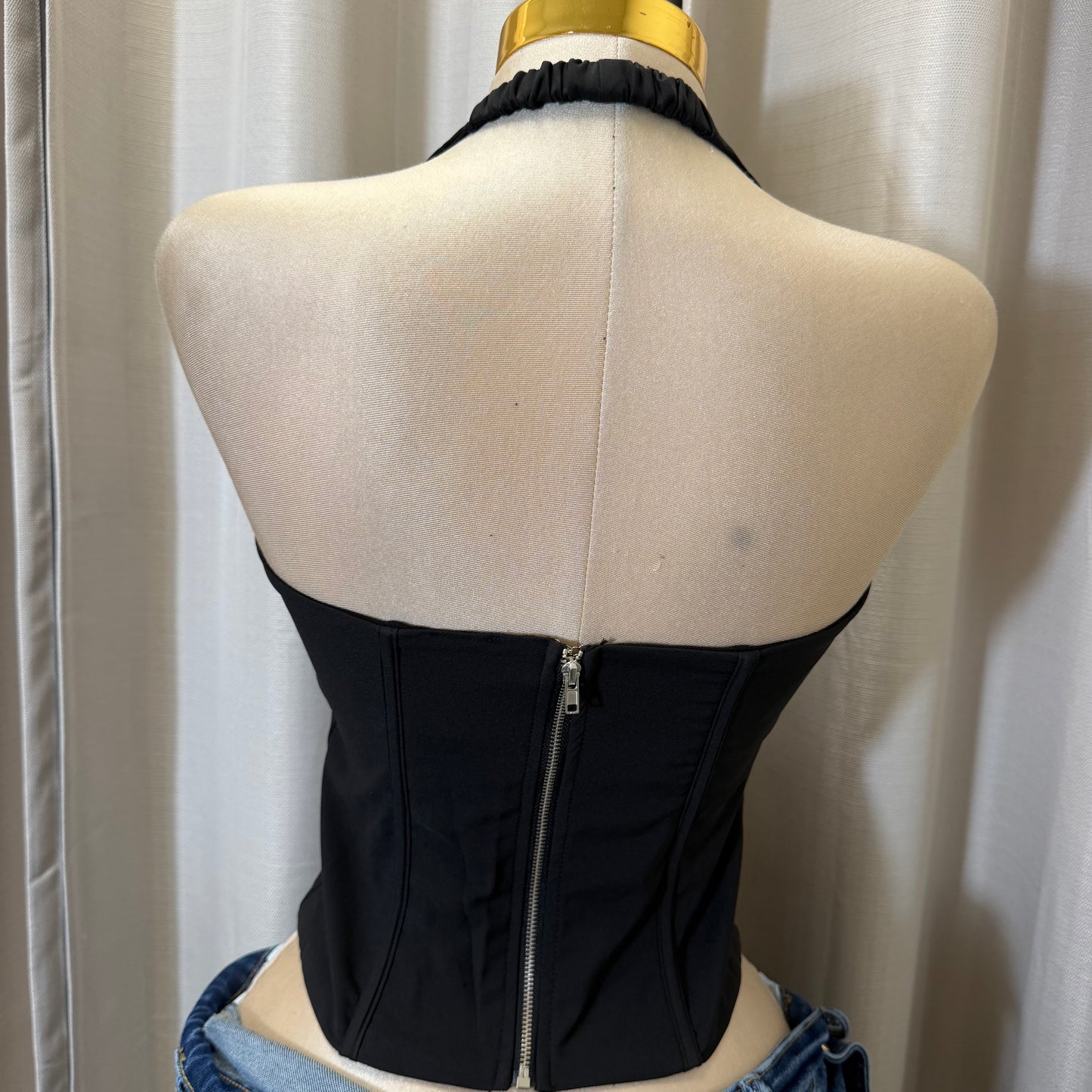 Halter bustier Corset Crop Top-black