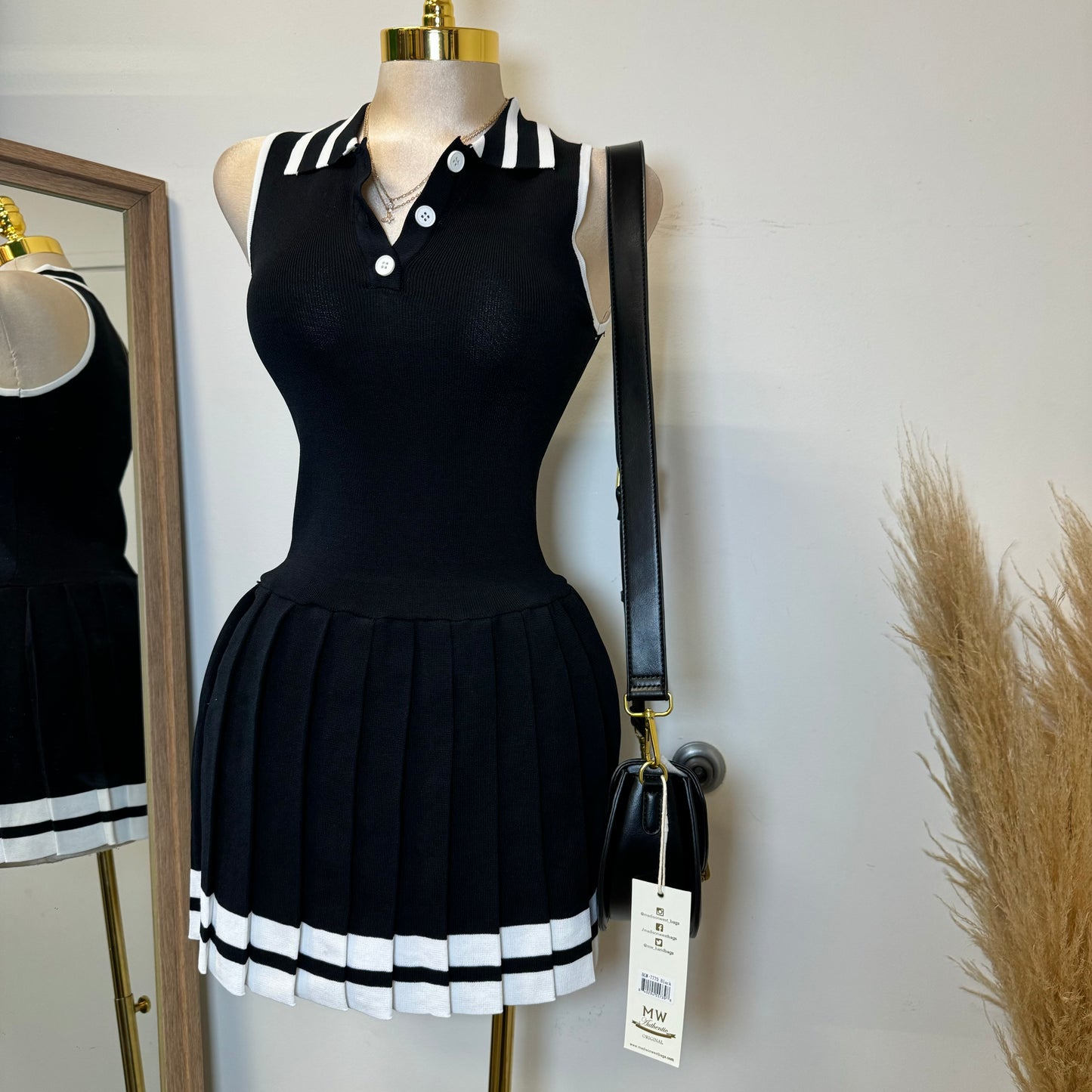 Tennis Dress-Black/White