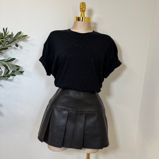 Rhinestone Oversized Top-Black